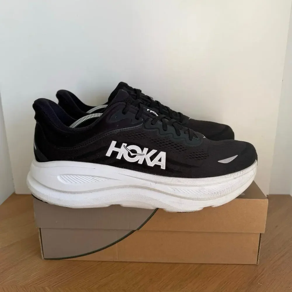 HOKA ONE ONE Bondi 9 Black/White Men Running Sneakers- SZ 13 Wide